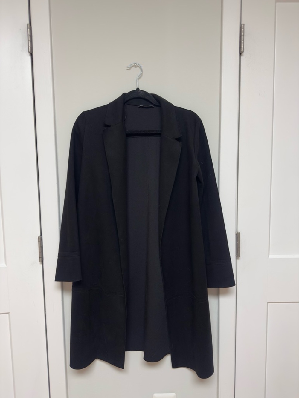 Zara Black Open-Front Long Blazer